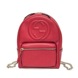 GUCCI Authentic Red Leather Backpack